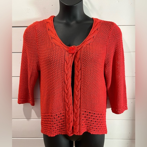 ❤️ LES COLLECTIONS MAT Red Knit Cardigan – Size XL - Picture 3 of 8